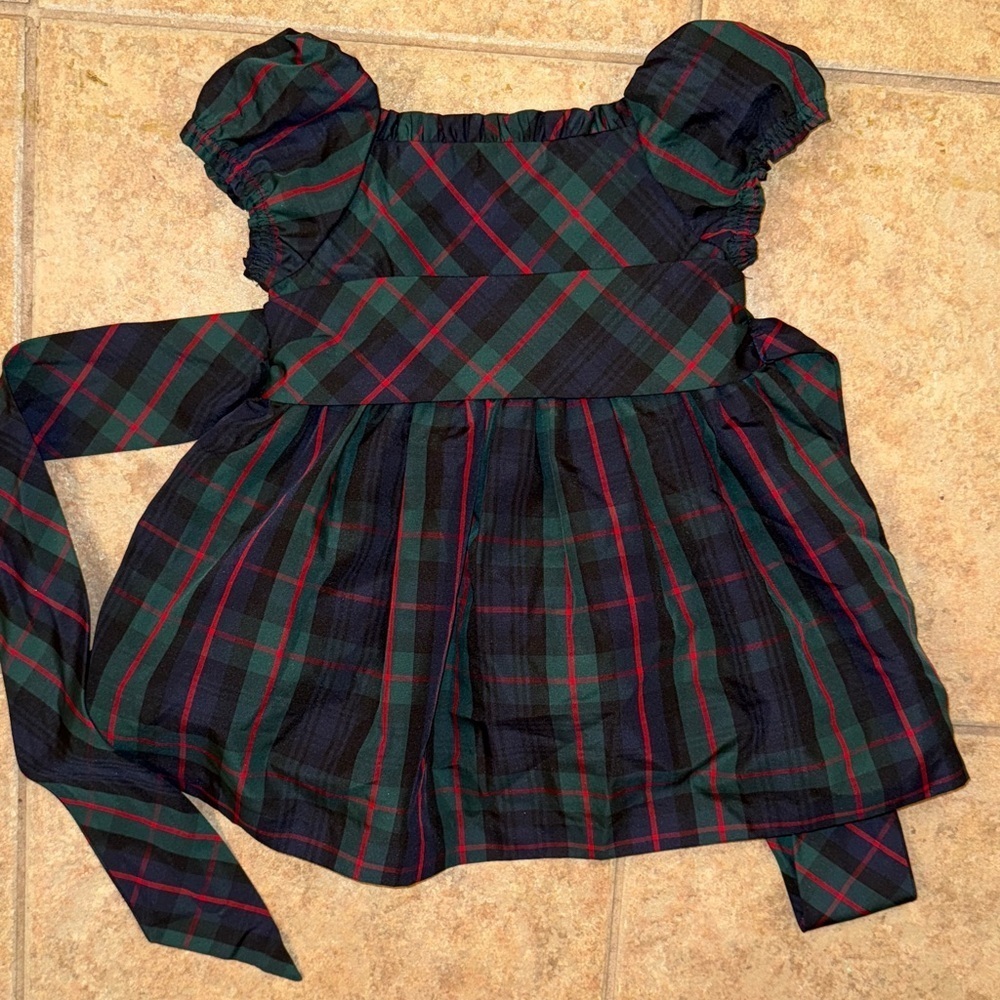American Living Navy and Red Plaid Taffeta Dress size 18mo